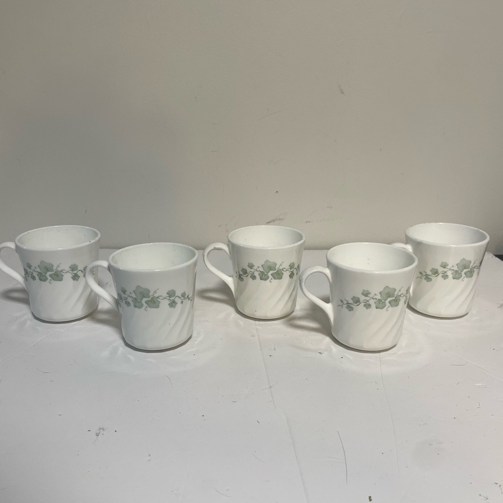 Corelle by Corning “English Ivy” Coffee Mugs – Set of 5, Vintage